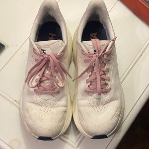 Hoka Women's Pink and Cream Sneakers